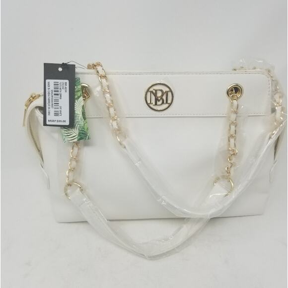 Badgley Mischka NEW White Vegan Purse Lightweight Zipper Closure Women's NWT - Picture 3 of 15